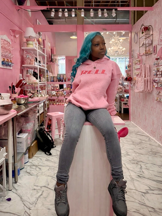 Pink “Rell” Rhinestone Hoodie