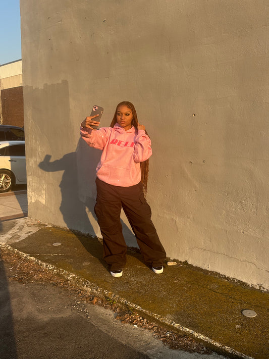 Pink “Rell” Rhinestone Hoodie