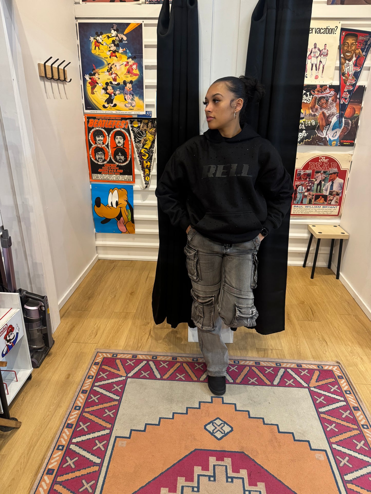Black “Rell” Rhinestone Hoodie
