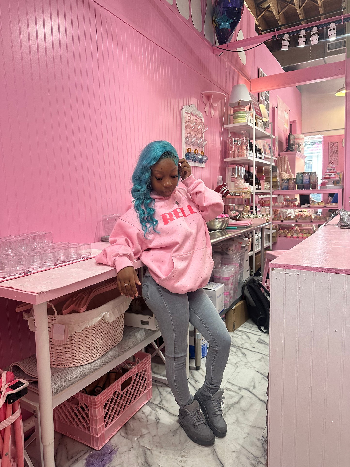 Pink “Rell” Rhinestone Hoodie